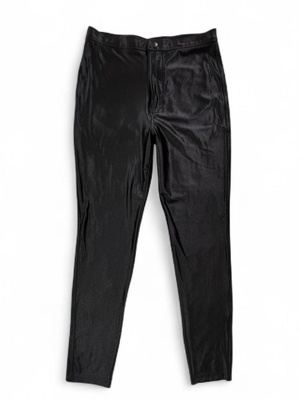 American Apparel Disco Pants Large Black High Rise Tapered Leg Retro Stretch Zip